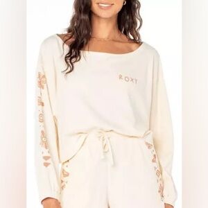 Roxy Cream Crop Top with Floral Accents